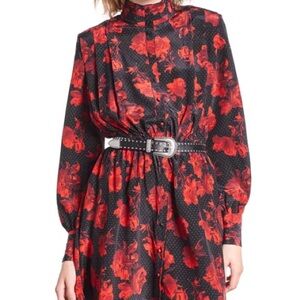 THE KOOPLES dots and roses black and red dress sz. 0